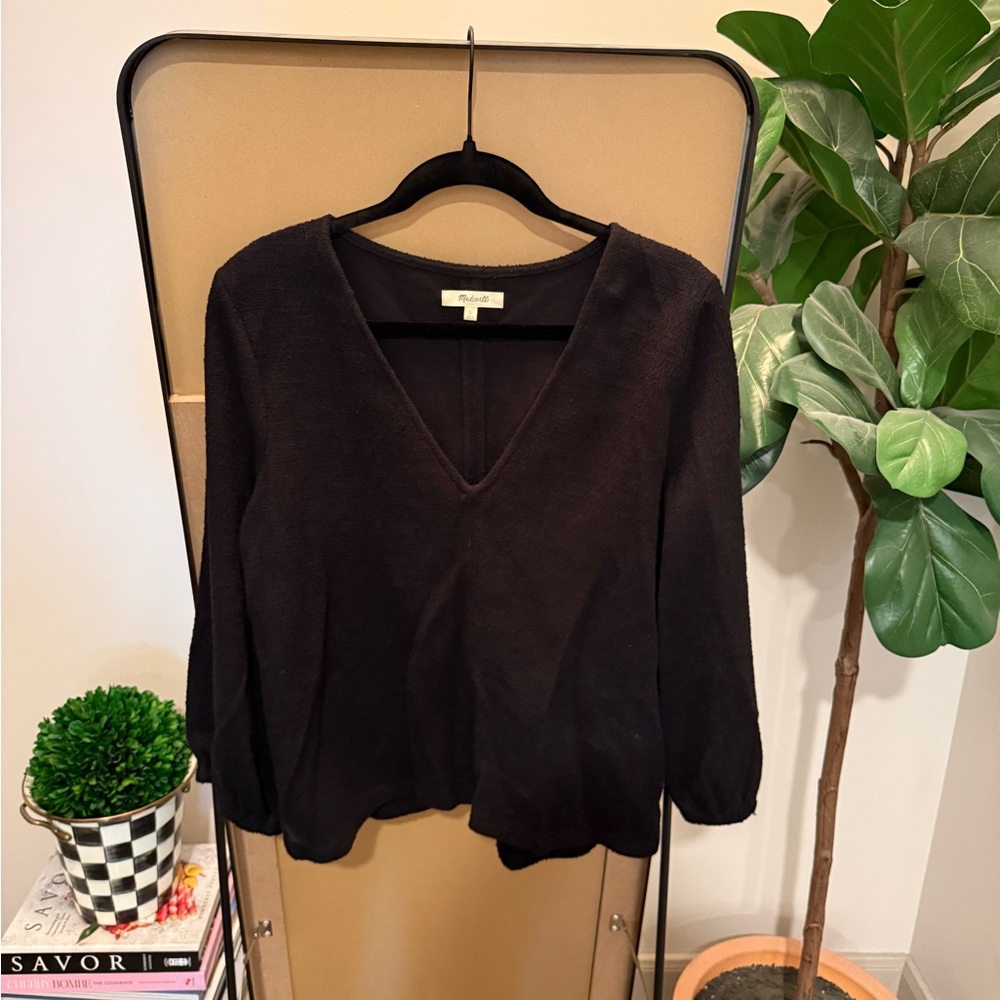 Madewell Deep Black V-Neck Top
